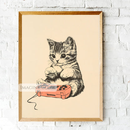 Fun Cat Poster for Gaming Space
Gaming Cat Print for Bedroom or Room
Digital Gaming Cat Art for Decor