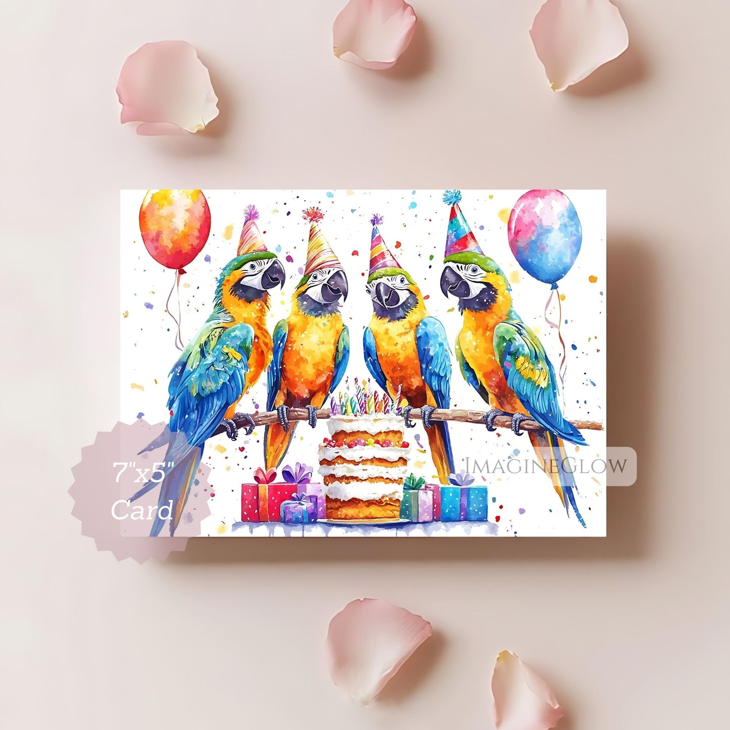 vibrant parrot printable card
jungle birthday card
