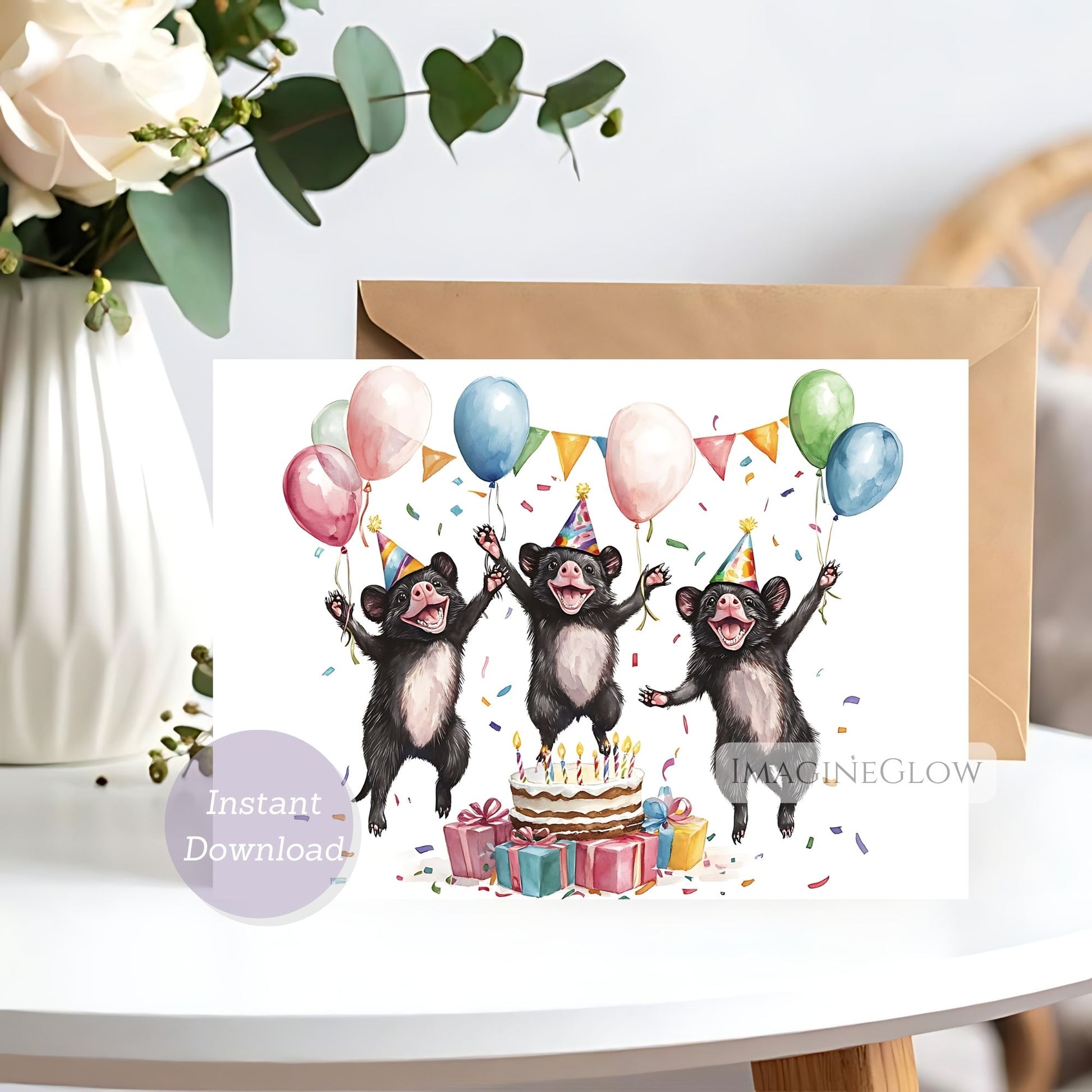 kids Tasmanian Devil card
adult wildlife birthday card
playful Tasmanian Devil illustration
