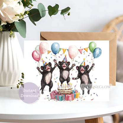 kids Tasmanian Devil card
adult wildlife birthday card
playful Tasmanian Devil illustration
