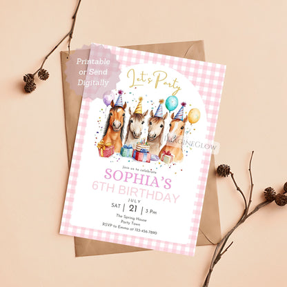 horse party printable card
rustic pony themed birthday invite