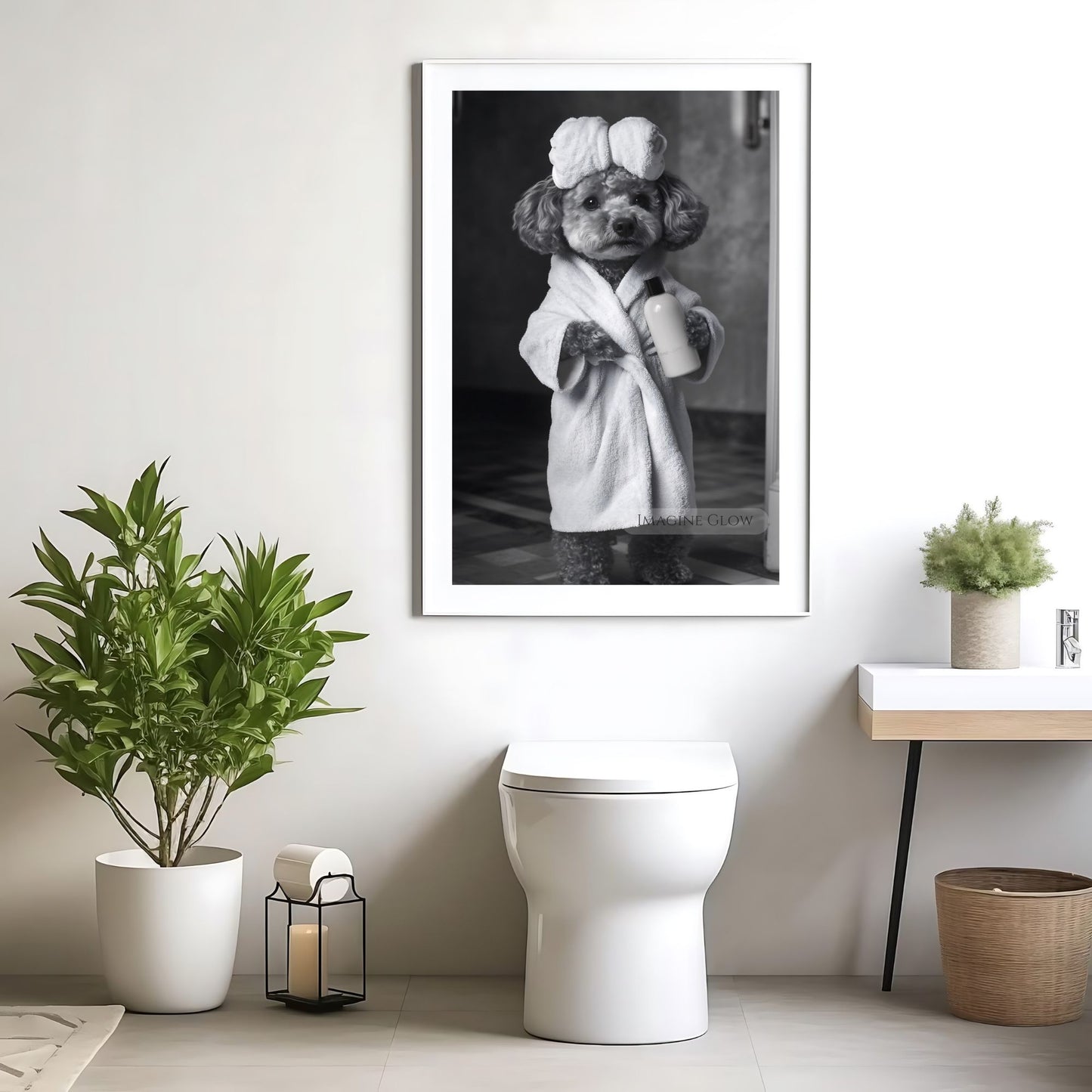 Elegant poodle gift bathroom wall art
