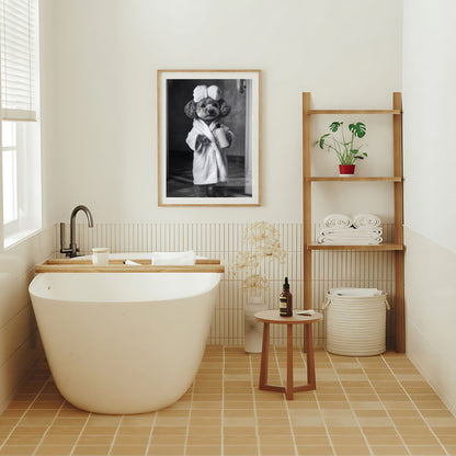 Poodle bathroom print for home decor
