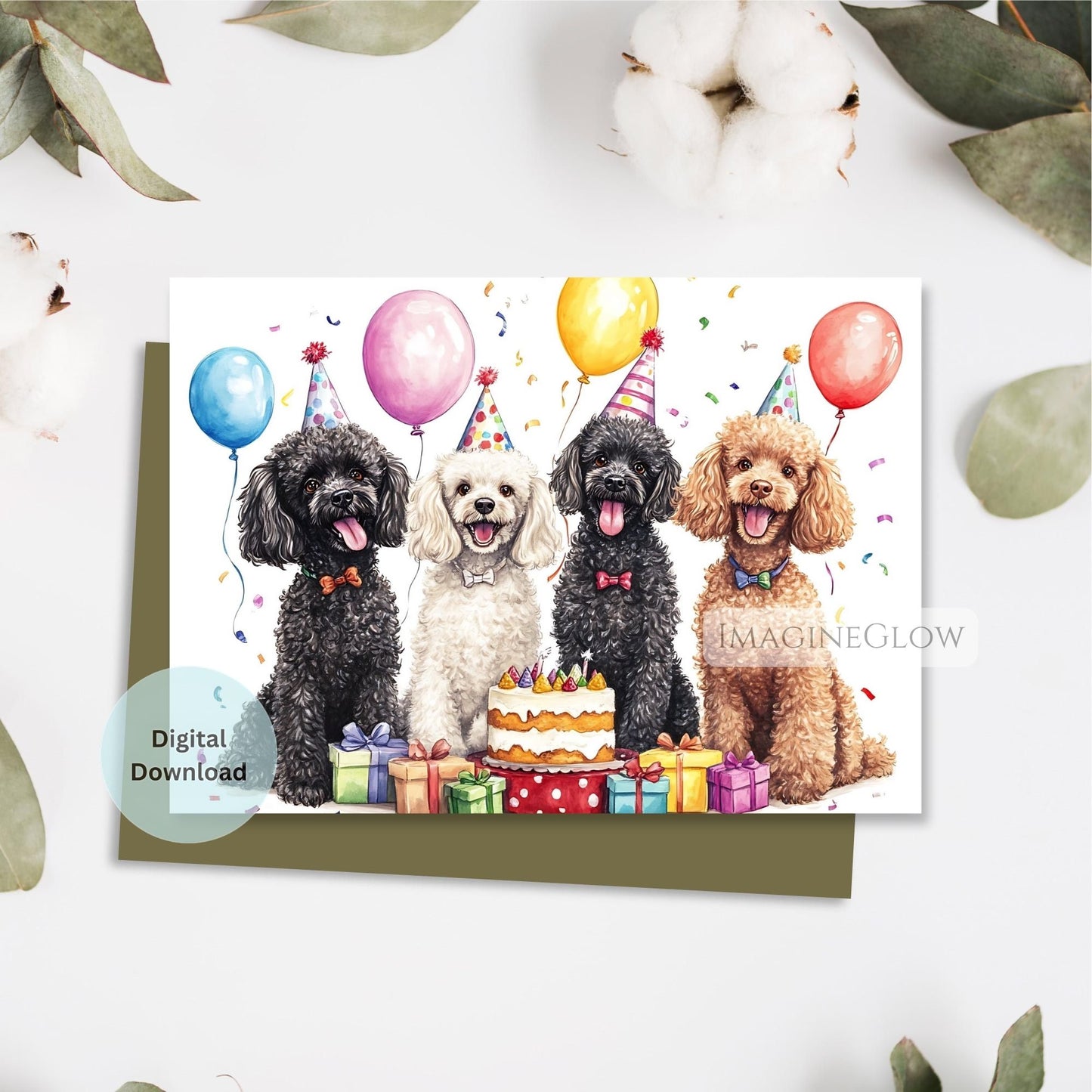 digital poodle birthday card
fluffy poodle card for dog lovers
