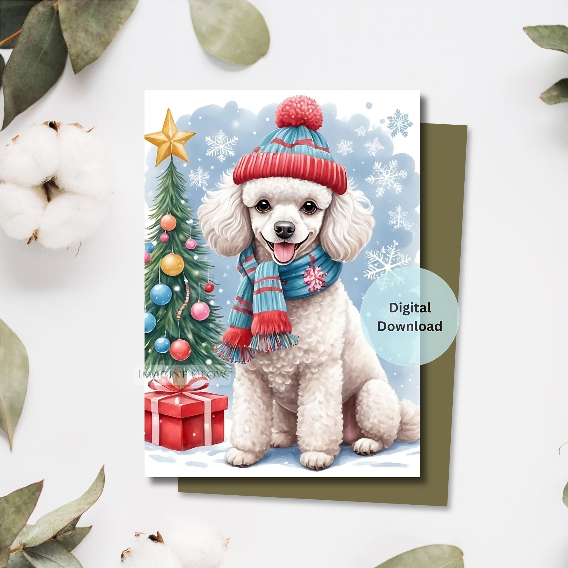 poodle christmas card festive dog design
cute poodle holiday greeting card printable
