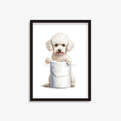 Poodle Dog in Toilet - Printable Bathroom Wall Art for Dog Lovers