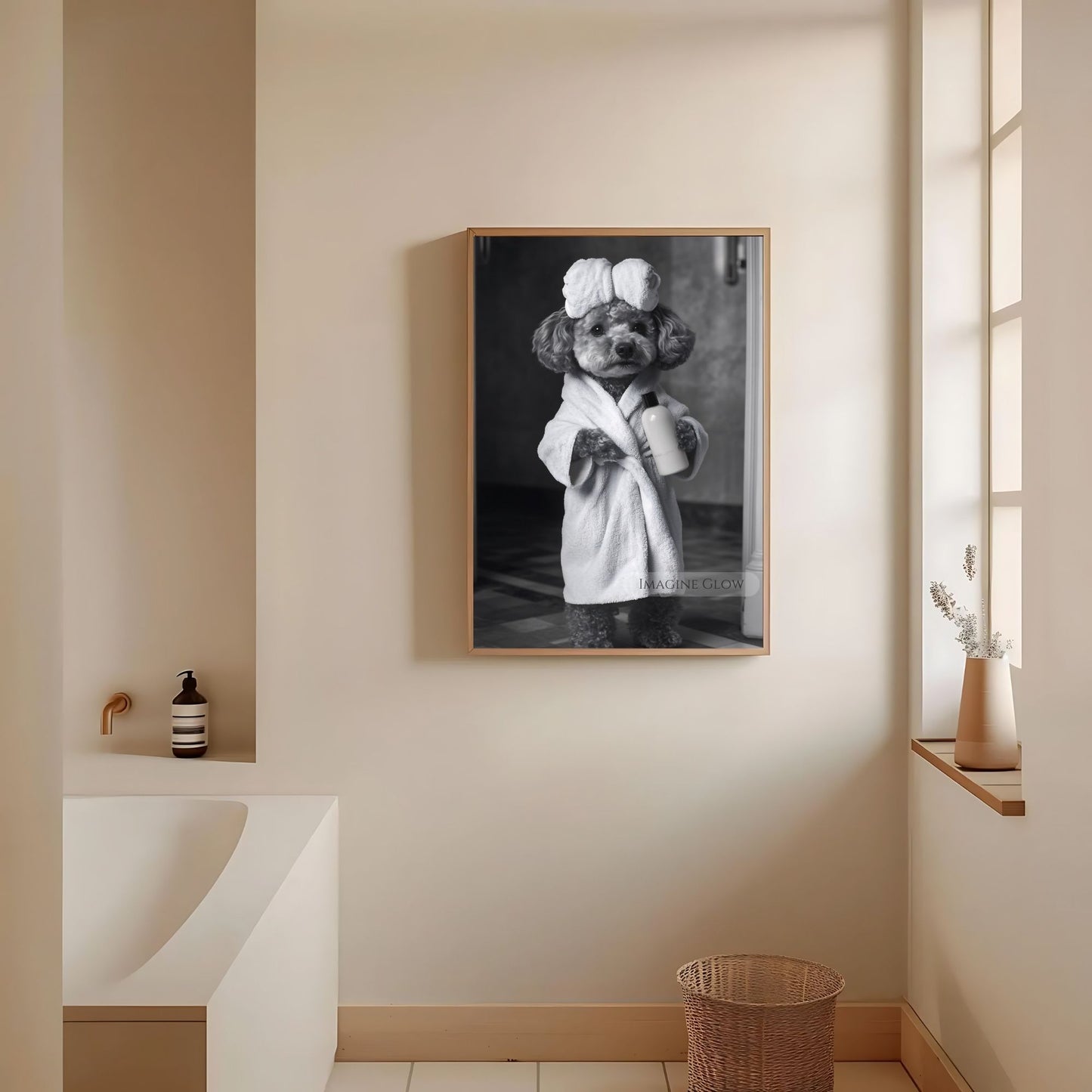 Dog lover's poodle bathroom art
