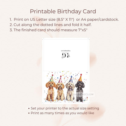 Poodle card for dog lovers
folded Poodle card printable
