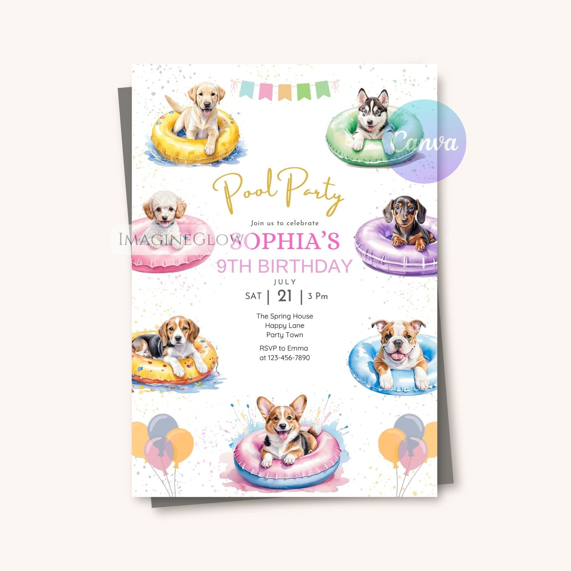 editable dog birthday invitation
