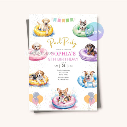 editable dog birthday invitation
