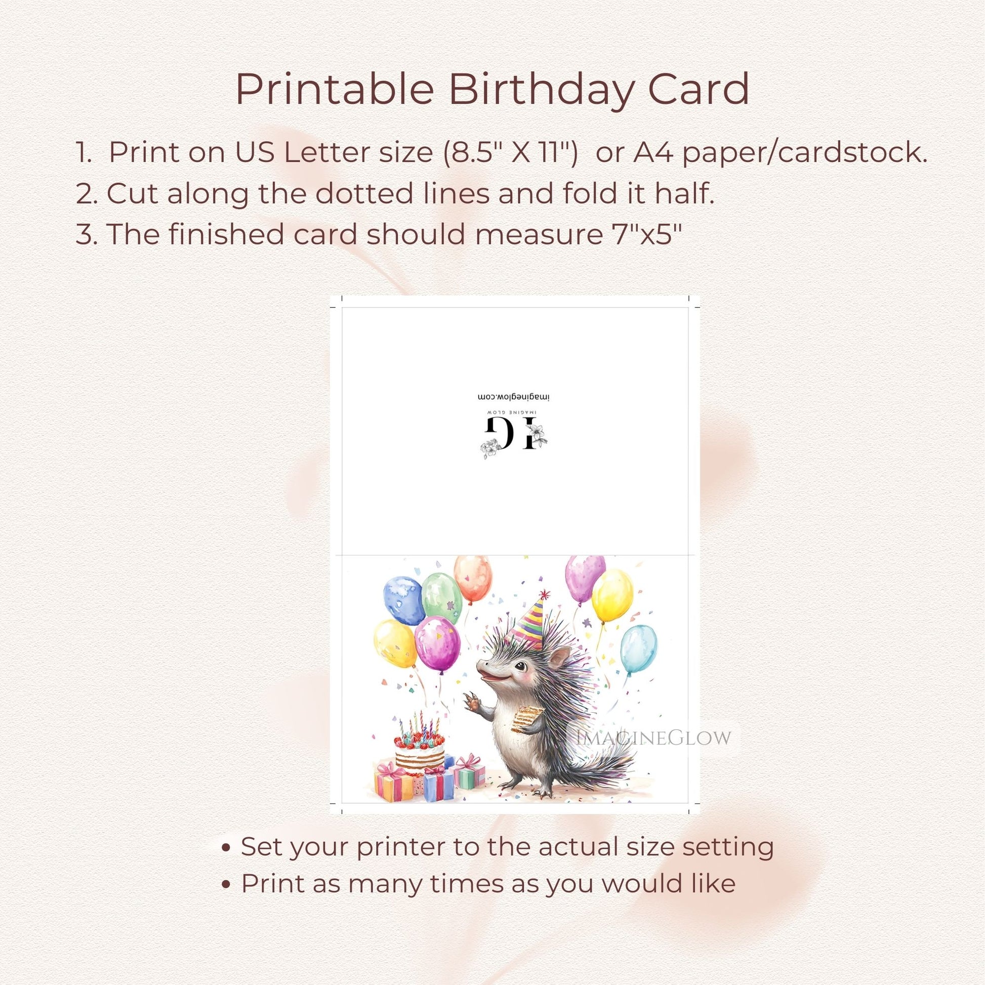 printable porcupine card
cheerful porcupine birthday card
whimsical porcupine birthday card
animal lover birthday card