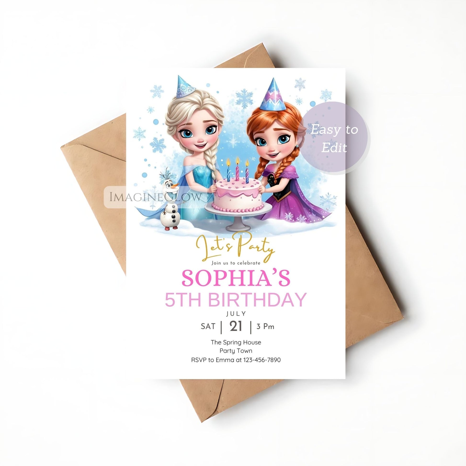 snowflake princess party invitation