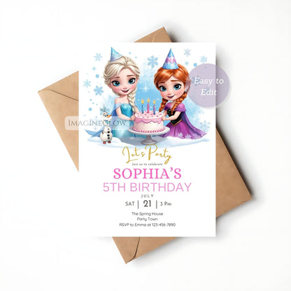 snowflake princess party invitation