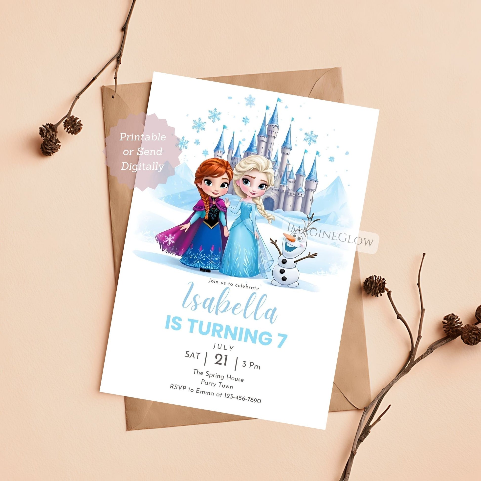 cute elsa and anna invitation
frozen theme birthday card