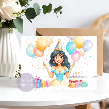 printable jasmine birthday card
digital aladdin birthday card
