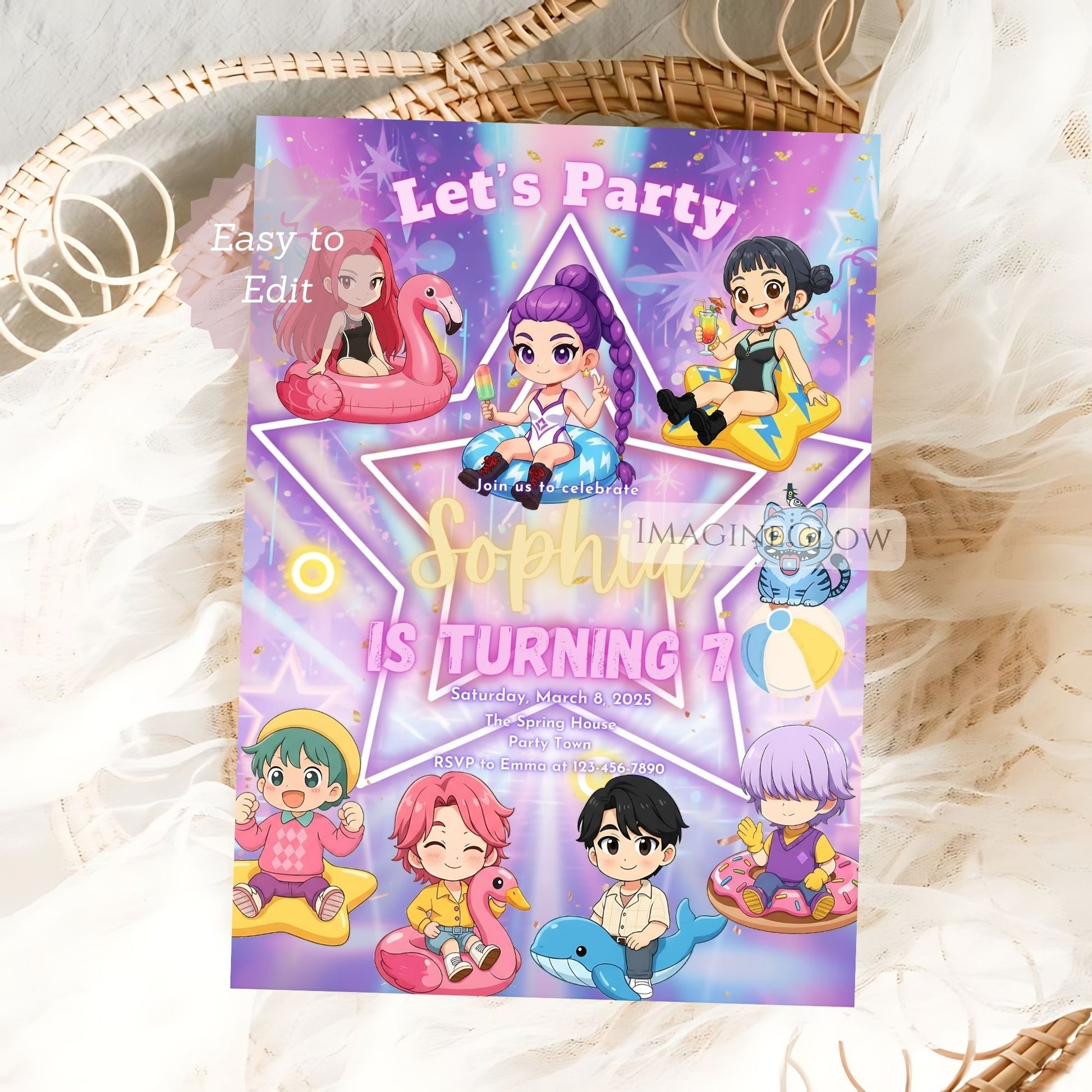 printable anime swim party invite

