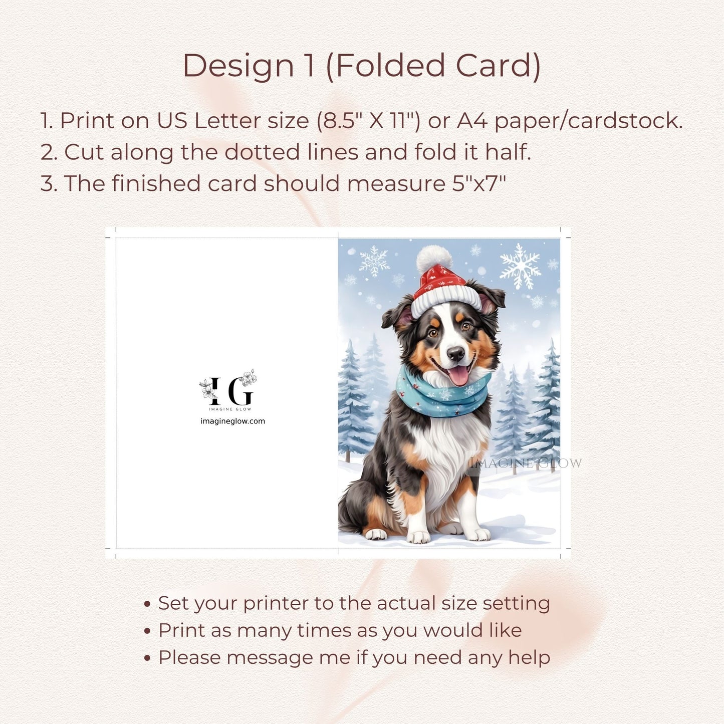 christmas card with australian shepherd dog
