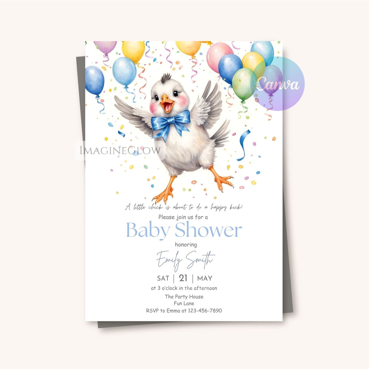 baby shower invite chick with blue
printable baby boy chick invitation
