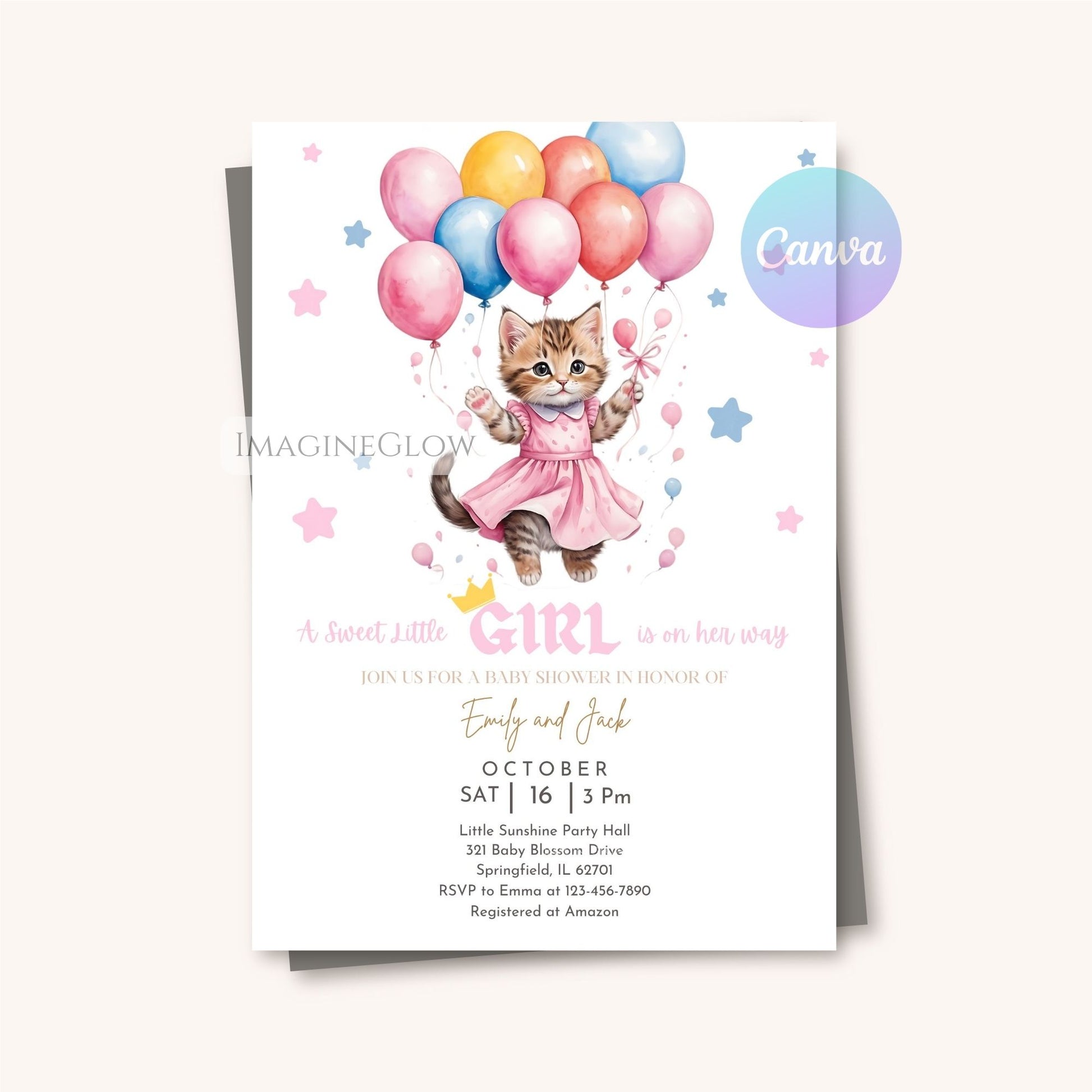 cat themed baby shower for baby girl
