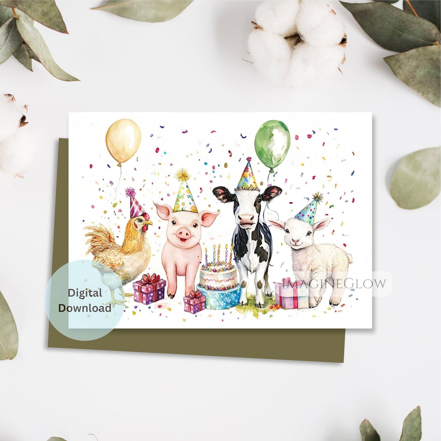 Chicken pig cow lamb birthday card
Country style farm animals birthday card
Whimsical barnyard birthday card design
Farm birthday card digital download
Rustic barnyard animal birthday greeting card
