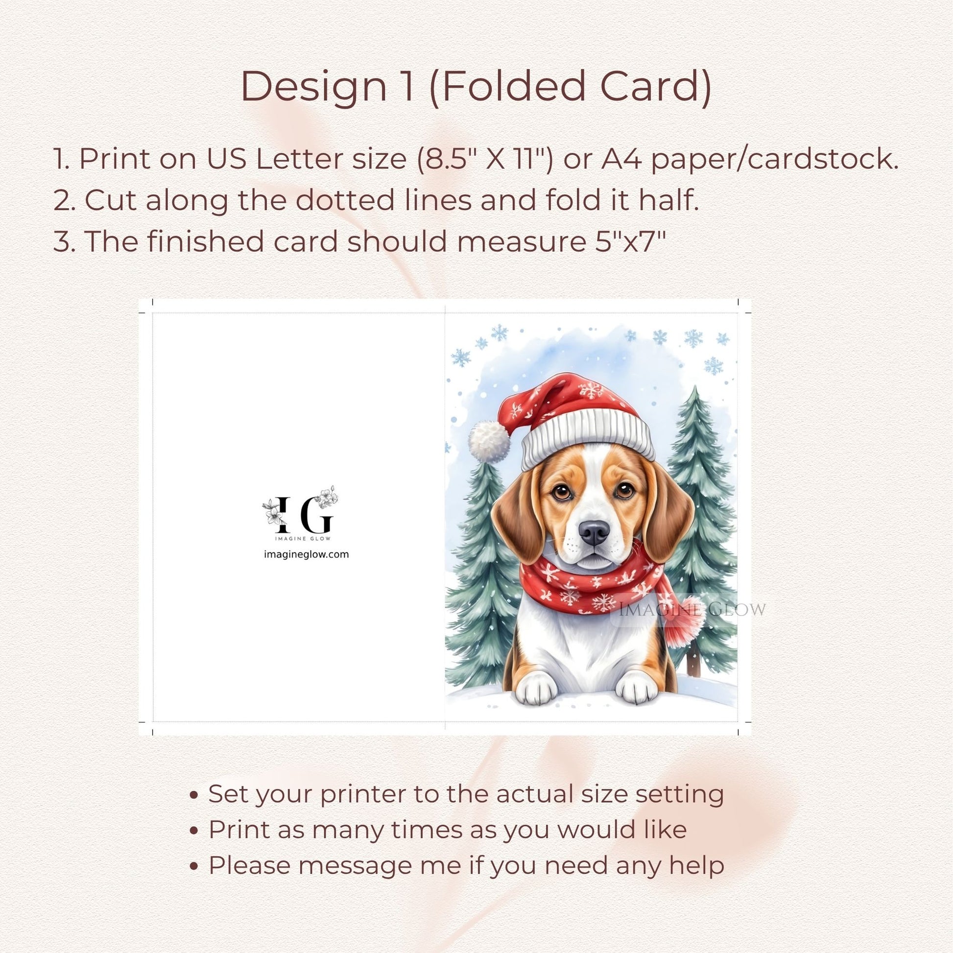 holiday beagle christmas greeting card
beagle dog christmas card printable
