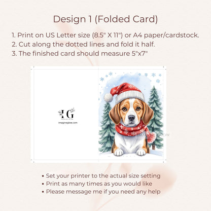 holiday beagle christmas greeting card
beagle dog christmas card printable
