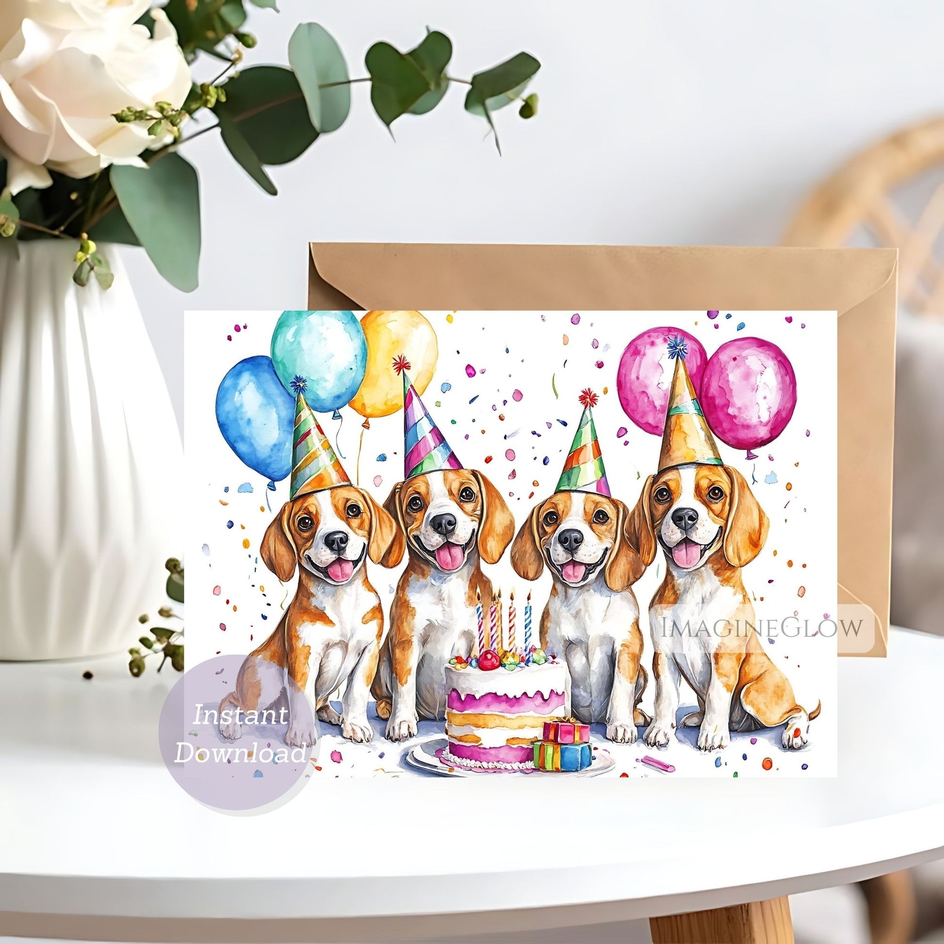 Beagle birthday card
printable Beagle dog card
