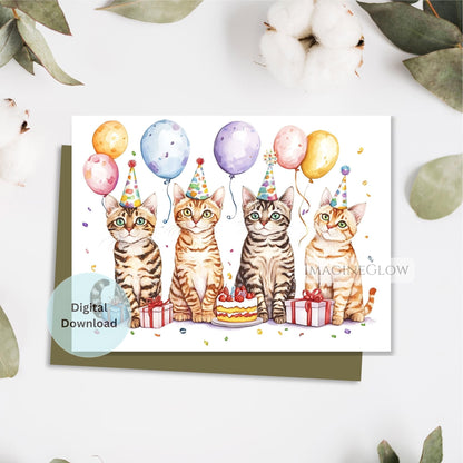 Digital greeting card with Bengal cat design
Birthday card for exotic cat lovers
Wild looking Bengal cat birthday card to print
