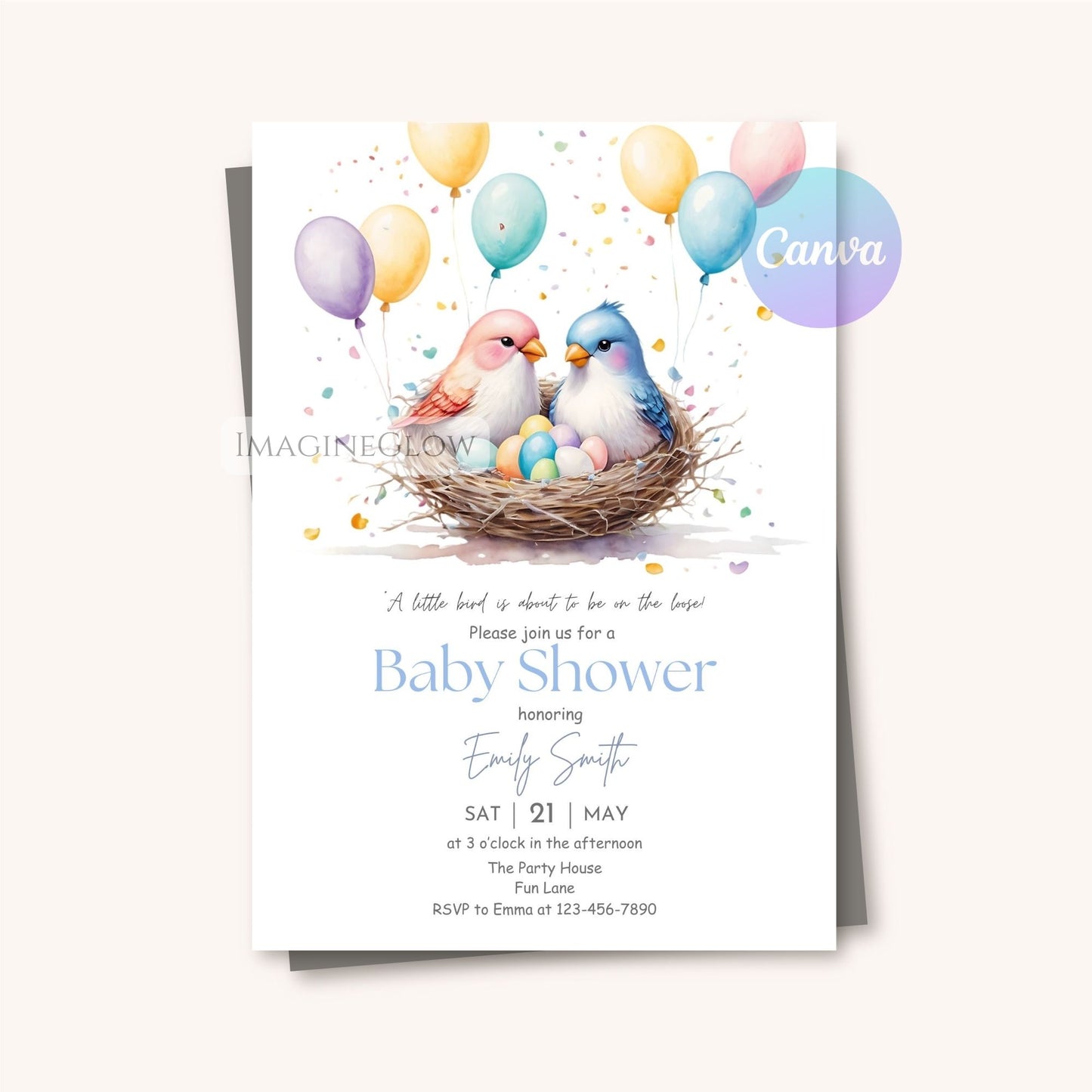forest theme baby shower invitation

