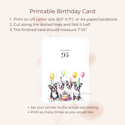 instant download dog birthday card
boston terrier puppy celebration card