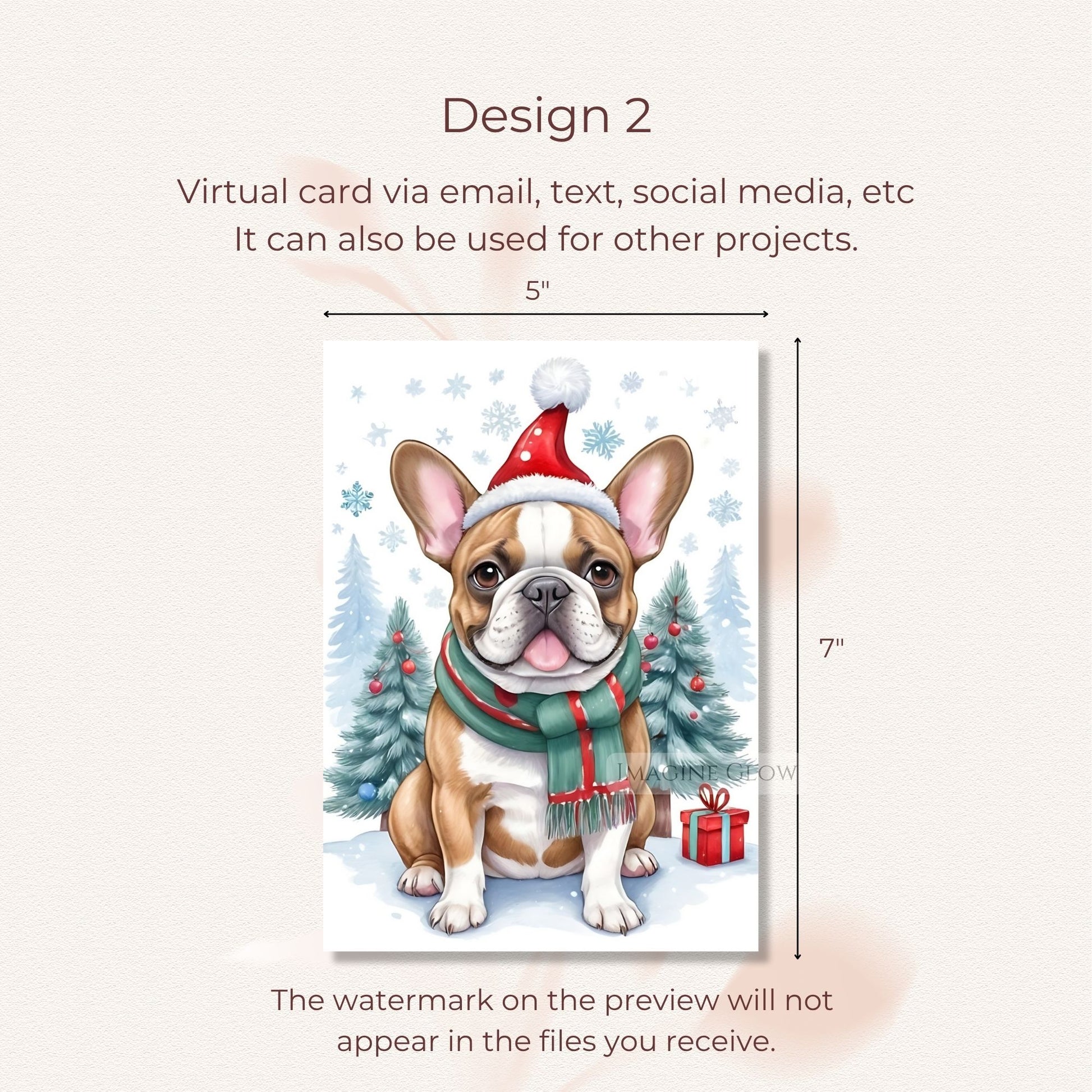 christmas card with bulldog dog design