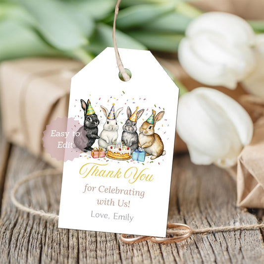 Woodland bunny favor tag
Spring bunny thank-you label

