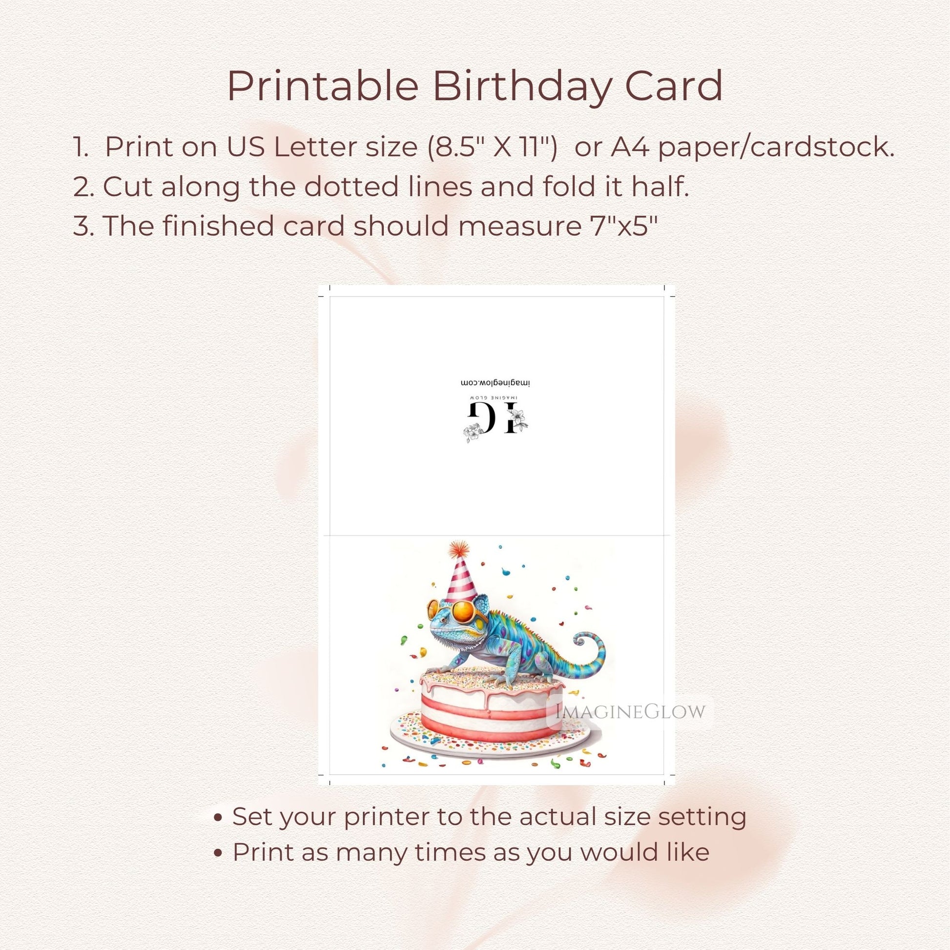 Animal birthday card printable
Colorful lizard greeting card
Fun reptile birthday card
Chameleon art printable card