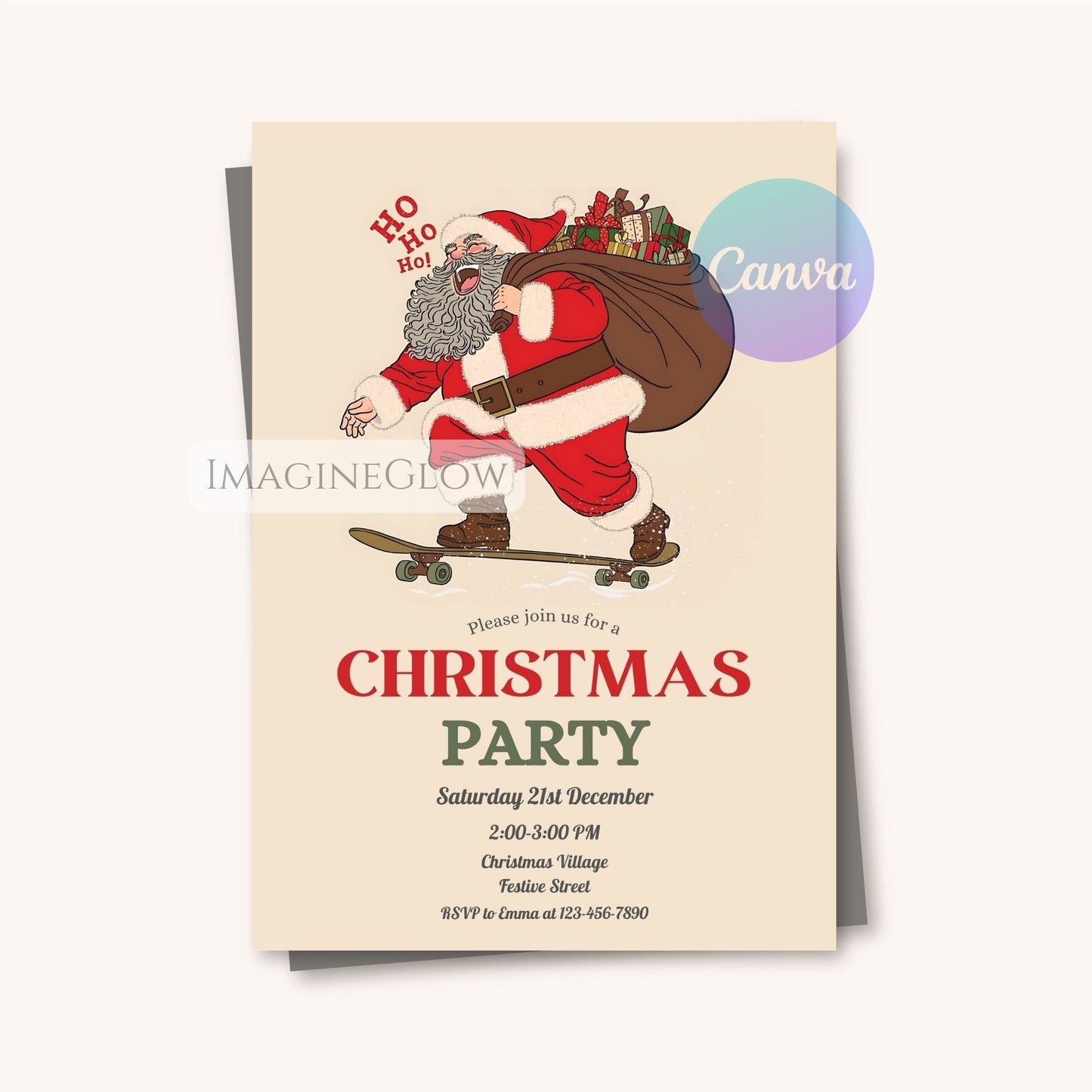 Santa Christmas Party Invitation - Festive Holiday Invite