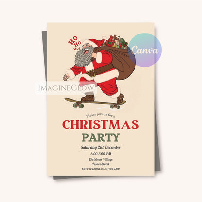 Santa Christmas Party Invitation - Festive Holiday Invite