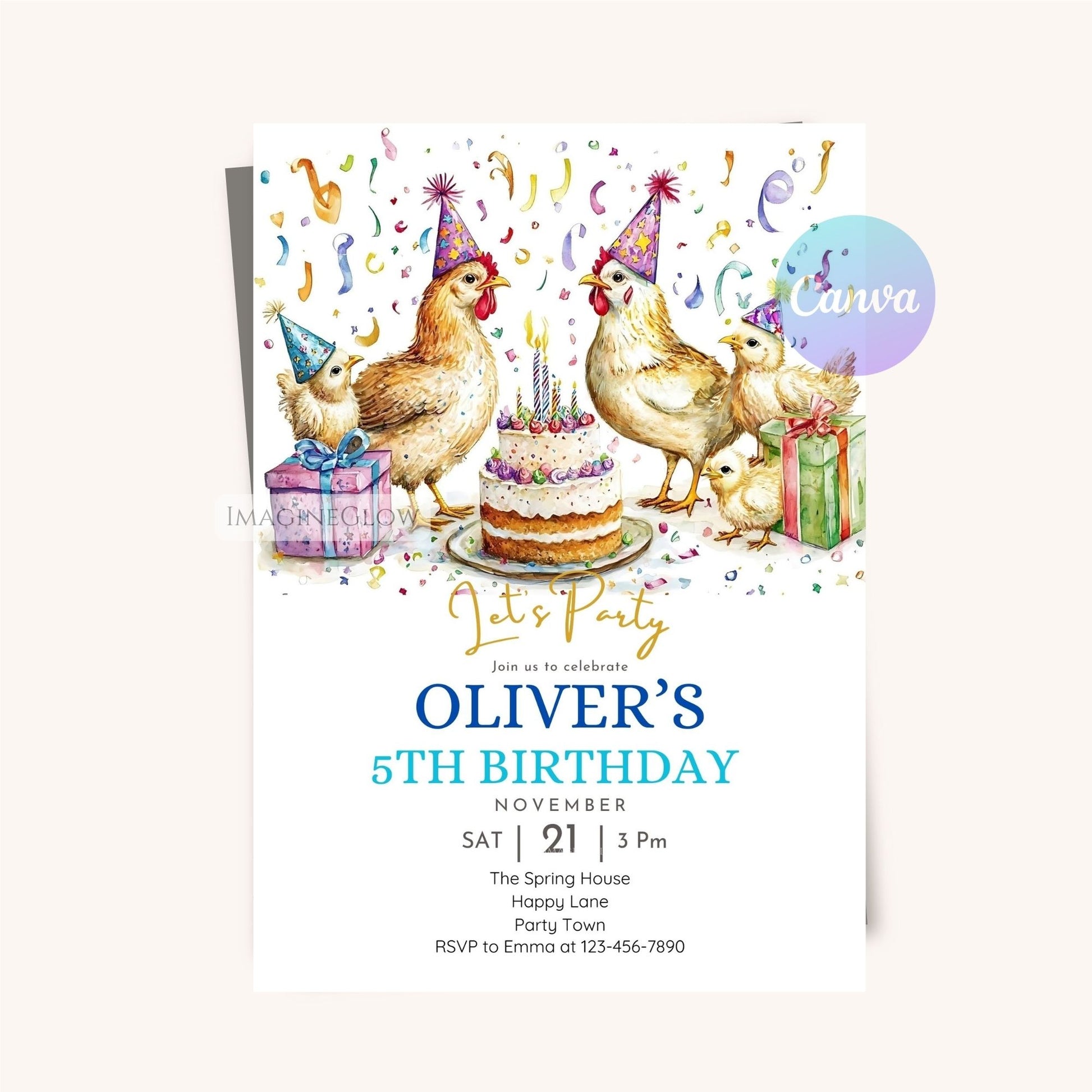 Editable farm birthday invitation template
