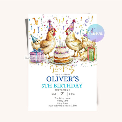 Editable farm birthday invitation template
