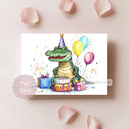 wild animal crocodile birthday card
