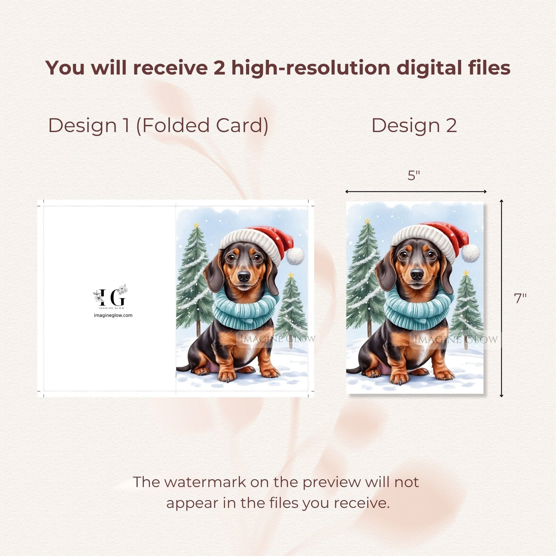 festive dachshund christmas card digital
dachshund christmas card winter theme
