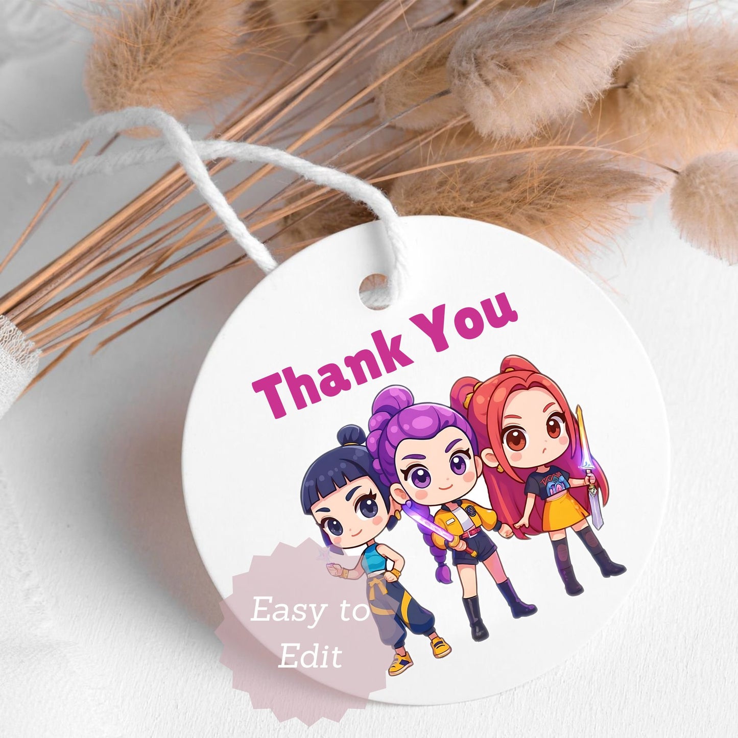 digital kpop demon hunters thank you card tags
