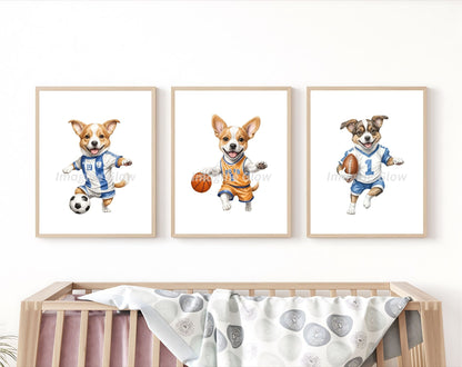 Printable dog-themed sport art for nursery decor