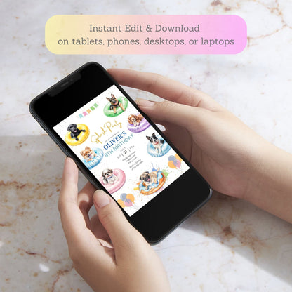 fun summer dog party invitation
