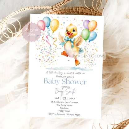duckling baby shower invitation
yellow balloons baby shower invite
