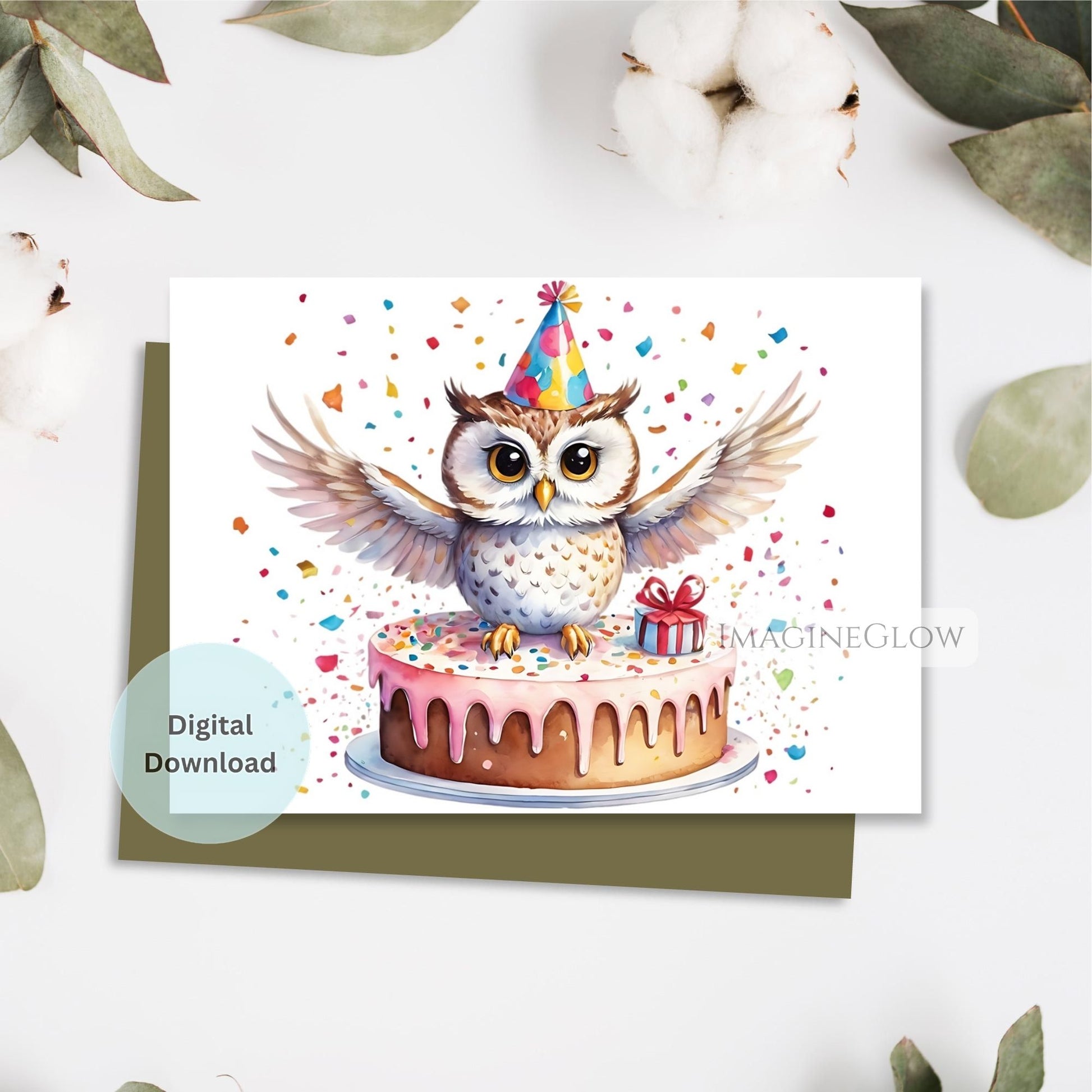 owl themed birthday card for kids
owl birthday card digital download
printable card with owls
