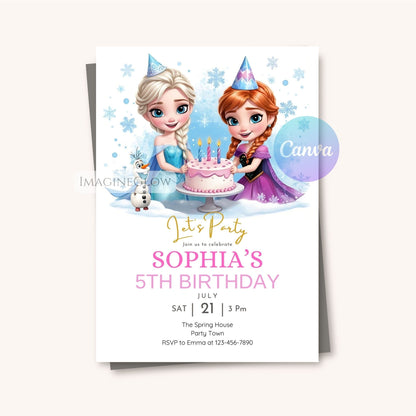 kids frozen party invitation
