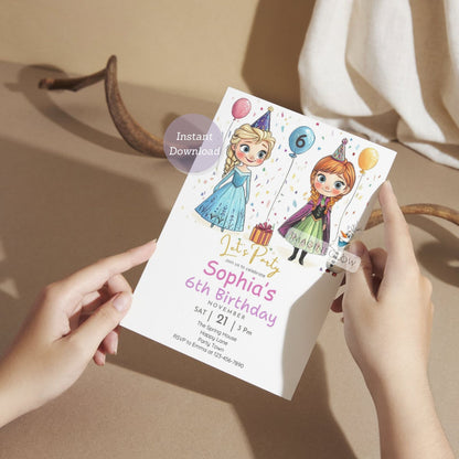 Blue Frozen party invite digital download
