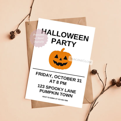 minimalist halloween party invitation
modern halloween invite editable
