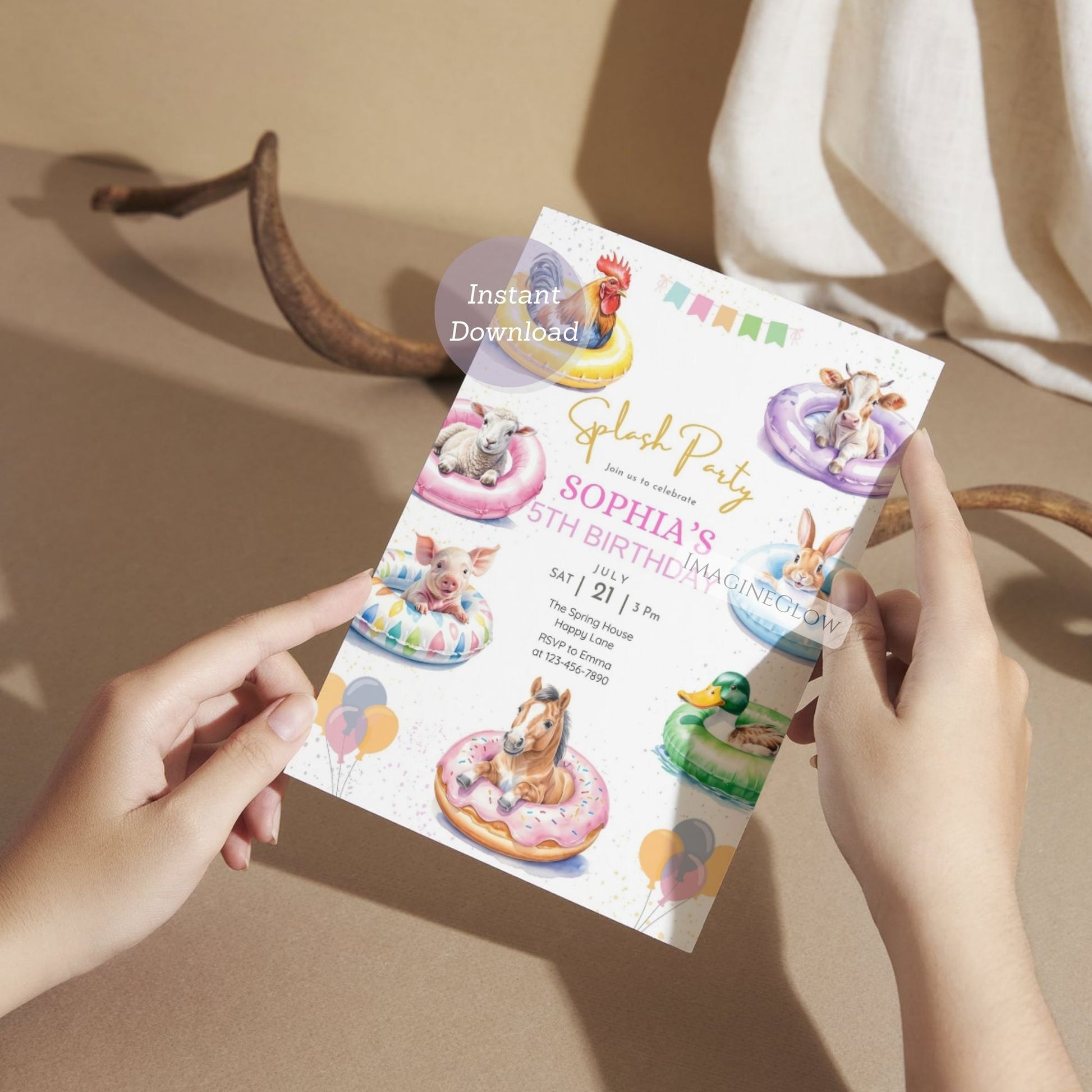 colorful tropical birthday invitation
