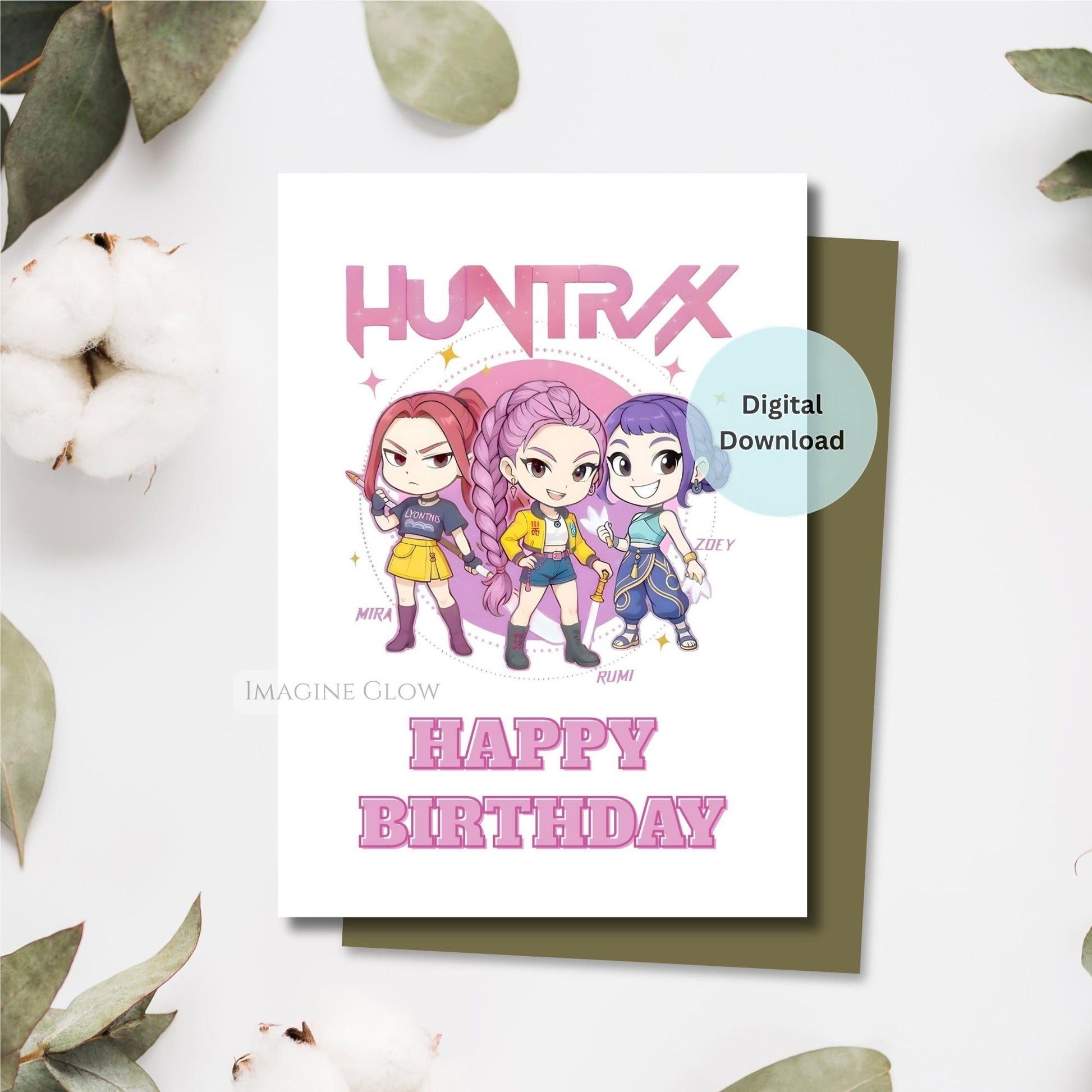 huntrix kpop demon hunters birthday card