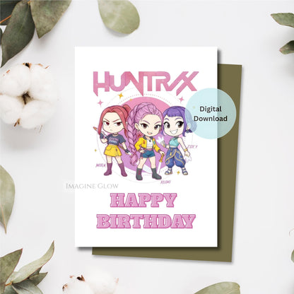 huntrix kpop demon hunters birthday card